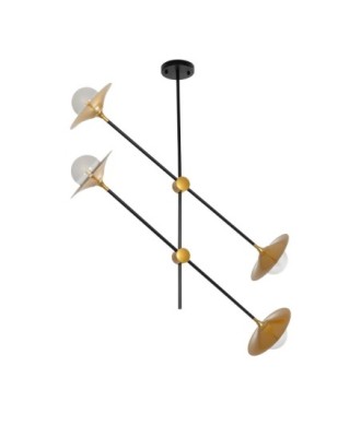 GLOBOSTAR® JOLIET 999-0044 Μοντέρνο Φωτιστικό Οροφής με Ντουί 4 x G9 AC 220-240V IP20 - Μαύρο & Χρυσό - Μ93 x Π20 x Υ106cm